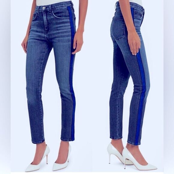 Veronica Beard Kate 10"
Skinny With Blue Tuxedo Stripes; Size 27/4 - Picture 2 of 10